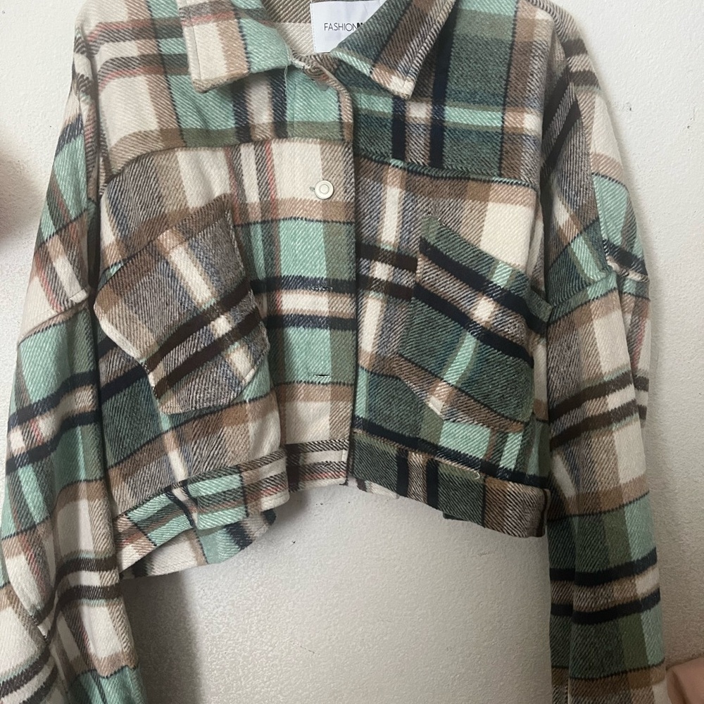 Fashion Nova Utility Jacket Green and Brown